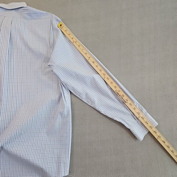 Brooks Brothers Madison Shirt Men's 17 - 36 Non-Iron Blue Checkered Long Sleeve - Picture 14 of 15